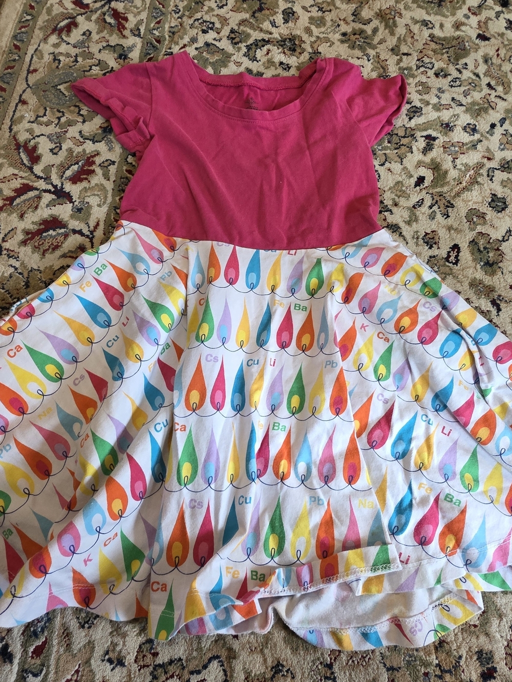 Princess Awesome Pink Short-Sleeve Colorful Chemistry Flame Dress - Size 5